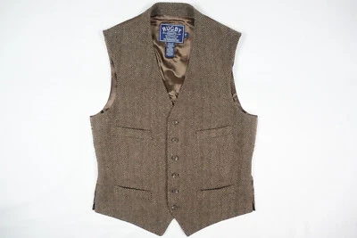 Ralph Lauren Rugby Vest Waistcoat Herringbone Tweed Wool RARE Vintage 40 - Image 1 of 4