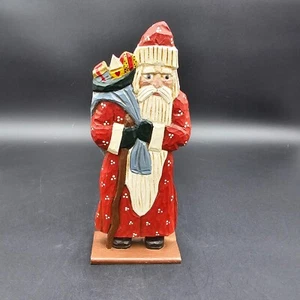 Blue Mountain Collectibles Red Santa Claus Wood Composite Figurine Signed Katy - Picture 1 of 7