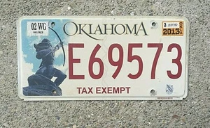 PLACA DE LICENCIA REAL OKLAHOMA ETIQUETA DE AUTO EXENTA DE IMPUESTOS ARQUERO APLICACIÓN DE LA LEY - Imagen 1 de 1