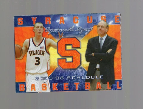 SYRACUSE ORANGE BASKETBALL POCKET SCHEDULE 2005-06 SEASON      G-MAC+JIM BOEHEIM Cover