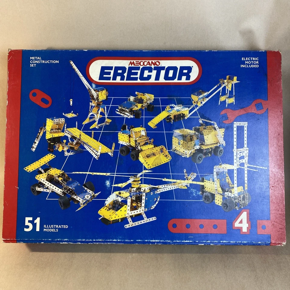 Meccano Erector Metal Construction Set 4 Electric Motor Booklets 51 Models