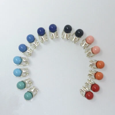 Ohrclips Silber 925 Perle opak Koralle Rot Türkis Schwarz - Bild 1 von 4