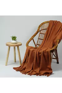 Brown Organic Cotton Solid Throw - Picture 1 of 4