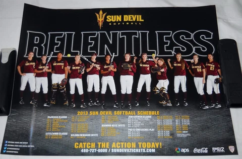 2013 ASU SUN DEVIL SOFTBALL Team schedule POSTER Arizona State University women Cover
