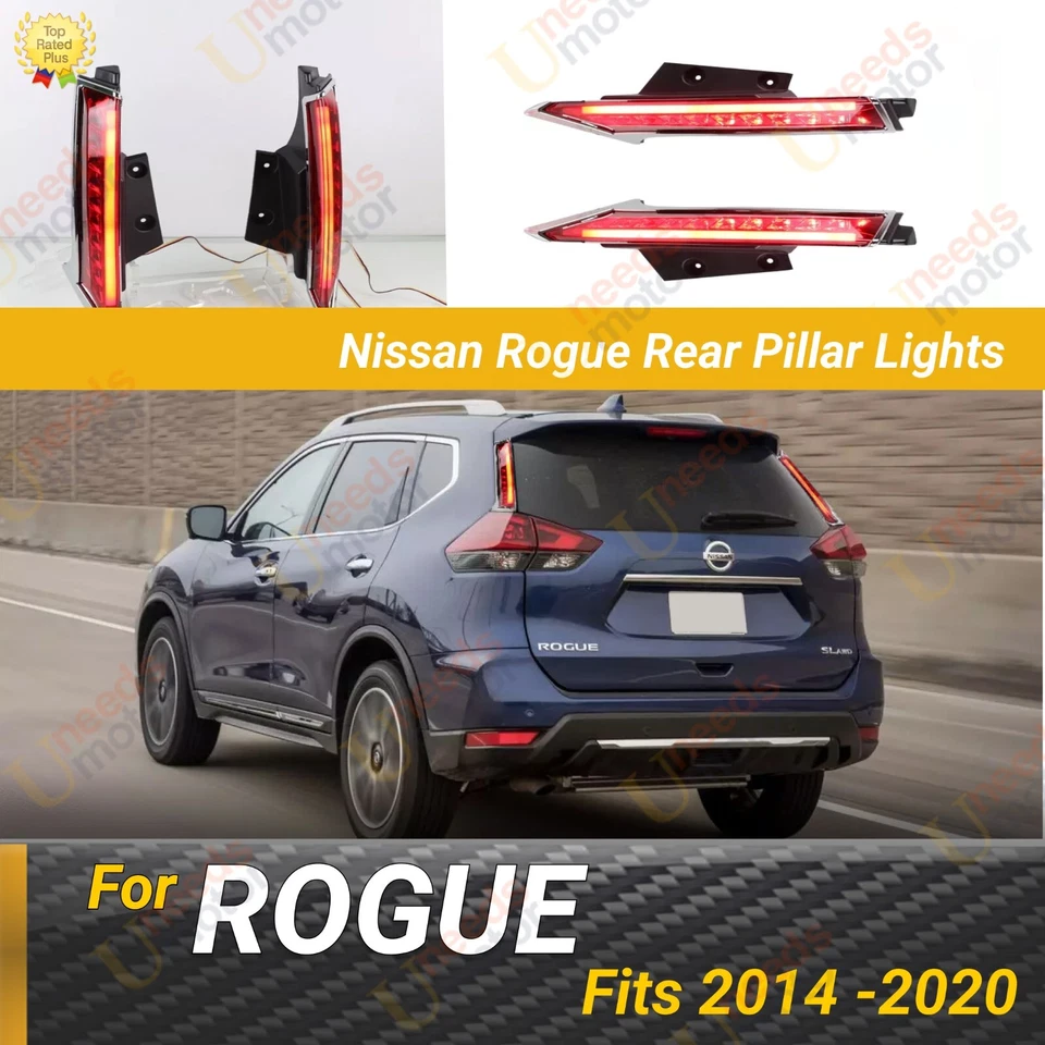 Luz de señal de freno LED lateral pilar ventana trasera para Nissan Rogue 2014-20 Foto 1 de 4