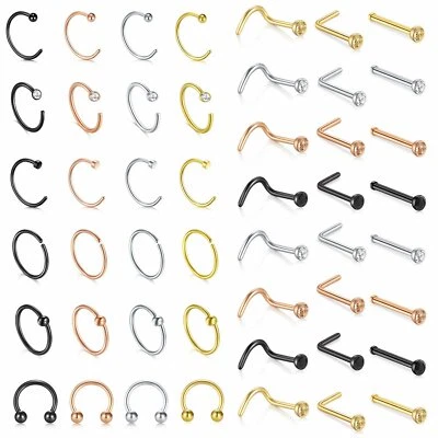 Piercing corporal de cartílago herradura anillos aro nariz oreja acero inoxidable 48 piezas Foto 1 de 4