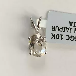 Colgante Gemporia de diamantes de morganita de oro blanco de 9 quilates con certificado de autenticidad - Imagen 1 de 10