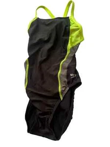 Speedo Relaunch Splice Flyback PROLT Swimsuit Size 30 Black Lime Colorblock - Picture 1 of 3