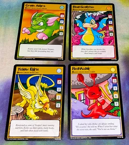 NEOPETS 2003 TCG S3 Blue Scorchio, S4 Green Acara, S5 Red Aisha, S6 Yellow Eyrie - Picture 1 of 6