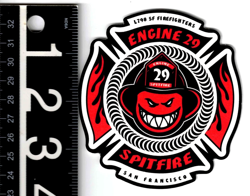 Spitfire Engine 29 Sticker 3.75 in x 3.4 in Bighead Skateboard Decal