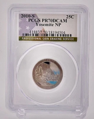 2010-S $0.25 Cent Piece Coin - Yosemite NP PCGS Graded PR70DCAM - Image 1 of 2