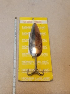 Homer Le Blanc Ivanhoe Jr. Spoon Neu aus altem Lagerbestand Angelköder versiegelt auf Karte Kupfer/Chrom - Bild 1 von 4
