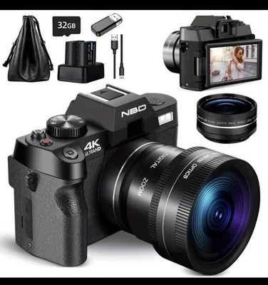 NBD 4K Digital Cameras 48MP 60FPS Video Camera WiFi &App Control for Photography - Image 1 of 4