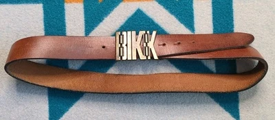 Dirk Bikkembergs 皮革皮带 + 皮带扣棕色男式复古 Y2K 40 英寸长 — 第 1/4 张图片