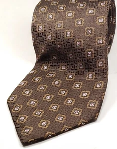 XMI PLATINUM Handmade in USA Silk Tie Brown Pink White Necktie NEW - Picture 1 of 3
