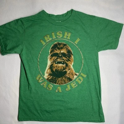 New STAR WARS Boys shirt Chewi "Irish I Was A Jedi" St. Patty Day Shirt M - Image 1 of 4