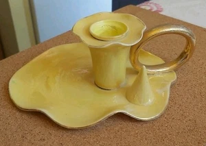 W M Goss Candlestick Holder, Yellow Opalescent, Art Nouveau - Picture 1 of 10