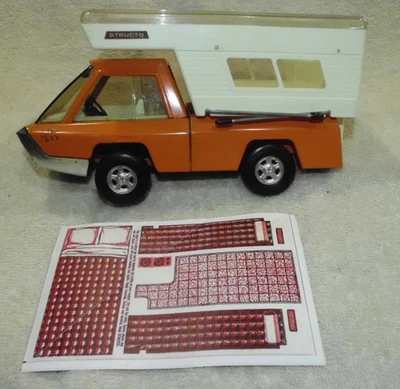 Cámper Pickup Structo Vintage Naranja Blanco Acero Prensado Bonito Completo Años 70 Foto 1 de 4