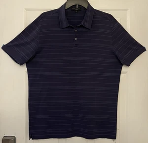 Robert Barakett Montreal Men's Large Blue Striped Polo 100% Pima Cotton - Picture 1 of 8