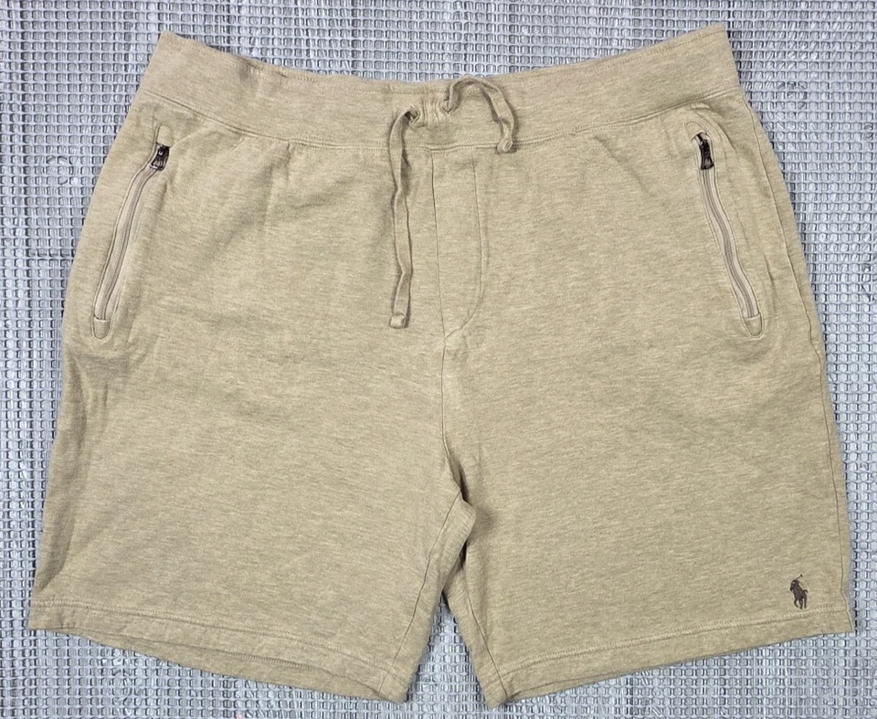Polo Ralph Lauren бежевый флис пот шорты мужские 2XL на шнурке пони логотип - Изображение 1 из 4