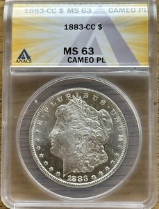 1883-CC MORGAN DOLLAR ANACS MS63 CAMEO PL - Astounding Look!  DCAM DMPL - Picture 1 of 14