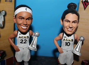 2 A’ja Wilson & Plum Las Vegas Aces WNBA Champions Trophy Bobblehead jersey AJA - Picture 1 of 16