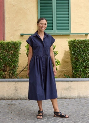 Maye Dress Harper Shirtdress French Navy Cotton Short Sleeves Midi Size XL - Image 1 of 4