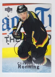 1995-96 UD BAP CLIFF RONNING DURO AUTOMÁTICO #S91 autógrafo Be A Player Canucks - Imagen 1 de 1