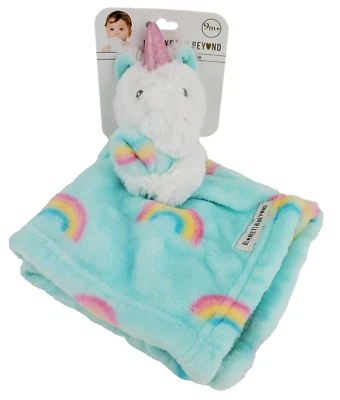 NUEVO CON ETIQUETAS ~ Mantas y más allá ~ Bebé ~ SÚPER SUAVE ~ UNICORNIO Aqua Manta de seguridad Lovey NuNu Foto 1 de 4