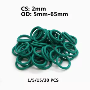 O-Rings CS 2mm Green FKM Fluorine Rubber O Ring Seals Washer Gasket OD 5mm-65mm - Picture 1 of 8