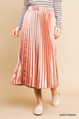 Falda midi plisada satinada UMGEE para mujer talla M polvorienta melocotón pull on hada metálica Foto 1 de 4