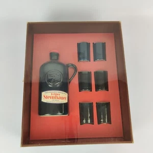 Vintage Echter Steinhäger Likör Steinzeuggedeck 6 Gläser Flasche 0,5 Liter leer - Bild 1 von 13