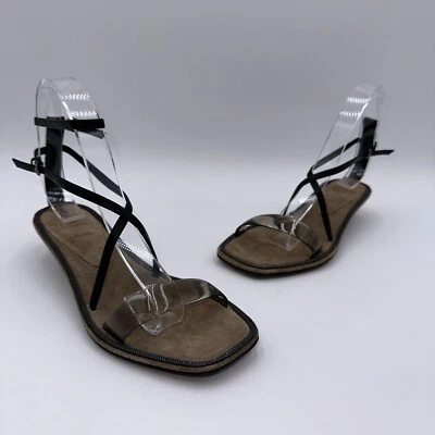 Sandalias Brunello Cucinelli Mujer Tacón Gatito, Cuero Negro Talla 36 Foto 1 de 4