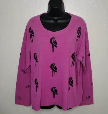 VTG 80s 90s Women's XL Shirt Single Stitch USA AOP Flamingos Long Sleeve Pink - Image 1 of 4