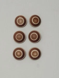 Vintage Burgundy and Cream Buttons-Set of 6 -Acrylic Buttons-Very Good Condition - Picture 1 of 3