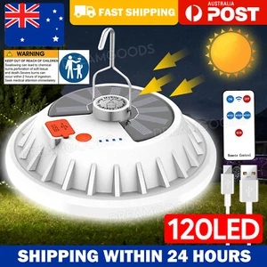 Camping Tent Light Rechargeable USB Solar Lantern Outdoor Lamp+Remote 120 LED - Picture 1 of 12