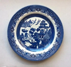 Vintage Churchill Willow England Blue &White Oriental Pattern Plate 10 1/4" Dia - Picture 1 of 8