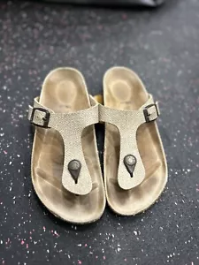 Sandalo comodo Birkenstock Gizeh donna taglia 6 grigio pelle scamosciata tanga slide - Foto 1 di 4