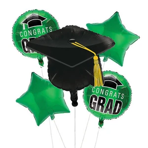 Fun Express Graduation Congrats Grad Balloon Bouquet Kit, Green - 14 Pc - Picture 1 of 2