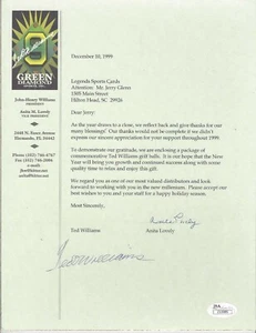 TED WILLIAMS Signed Autograph Green Diamond Letter Baseball PSA LOA - Picture 1 of 2