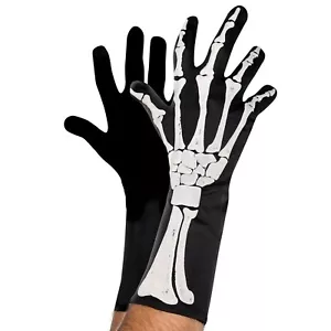 Amscan Skeleton Black White 3D Gloves Mens Halloween Costume Accessory - Picture 1 of 3