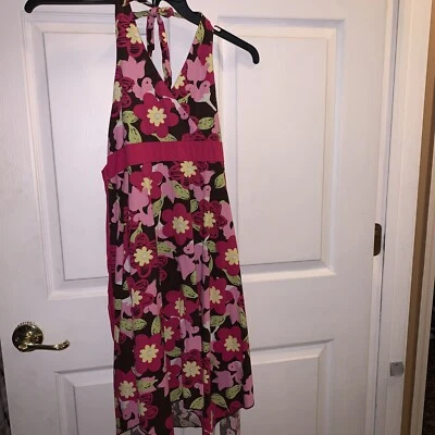 niñas talla 16 sin palabras adorable vestido de sol floral rosa y marrón Foto 1 de 4