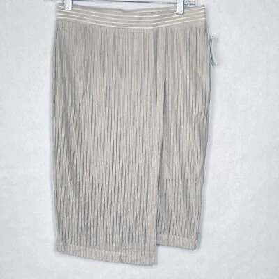 Falda envolvente Attention para mujer S beige a rayas pura texturizada forrada acanalada elástica Foto 1 de 4