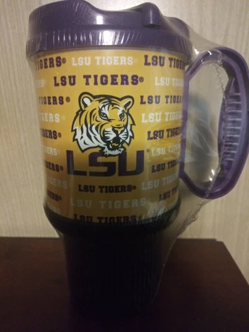 New 20oz Lsu Insulated Travel Mug Officially Licensed Purple and Gold Cover