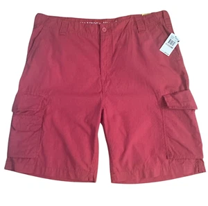Nautica Jeans Co Shorts 7 Pocket Cotton Cargo Shorts Loose Baggy Dark Pink Sz 42 - Picture 1 of 12