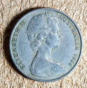 Moneda de 20 centavos de Australia 1966 reina Isabel II/Ornitorrinco - Imagen 1 de 3