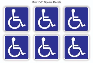 6 pcs - Mini 1"x1" Vinyl Handicap Stickers Handicapped Decals Labels Wheelchair - Picture 1 of 1