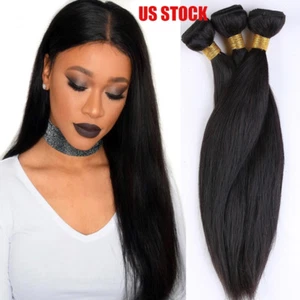 300g/3 Bundles Natural Indian 7A Virgin Human Hair Weave Extension Straight B818 - Picture 1 of 20
