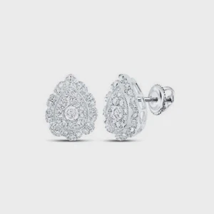 PENDIENTES DE COLECCIÓN DE SUEÑOS DE DIAMANTES REDONDOS DE ORO BLANCO 10K DE 3/8 CTT - Imagen 1 de 1
