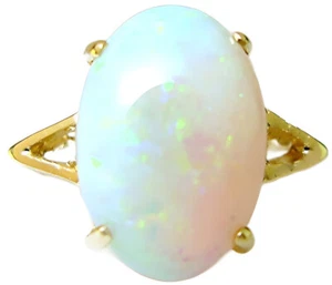 14k-y Gold Oval Australischer Opal Ring - Bild 1 von 6
